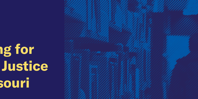 image of boy walking in library and text that reads fighting for racial justice in missouri