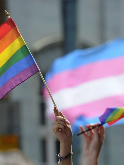 trans and pride flags