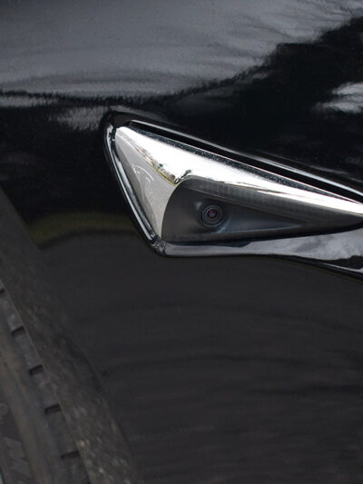 A Tesla camera that is built into the car.