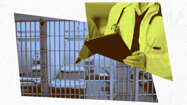 Image of a doctor and a jail cell.