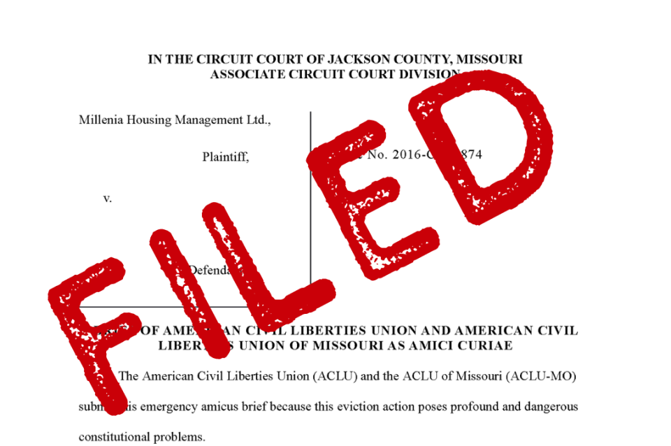 the aclu and aclu of missouri file emergency amicus brief urging court to halt eviction proceedings during covid 19 pandemic aclu of missouri