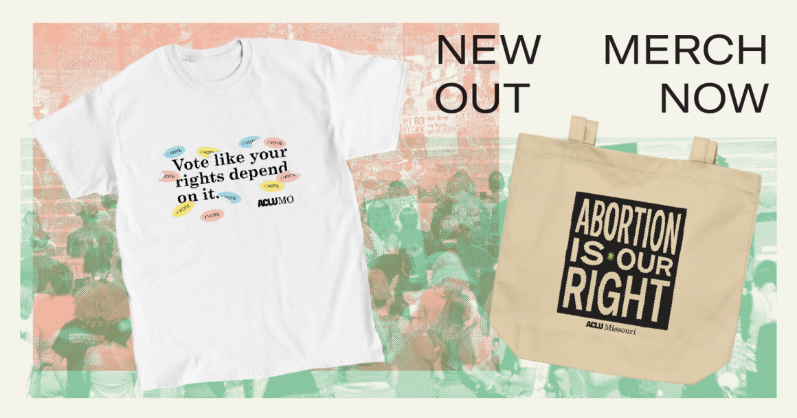 A shirt with the words "vote like your rights depend on it" and a tote with the words "abortion is our right"