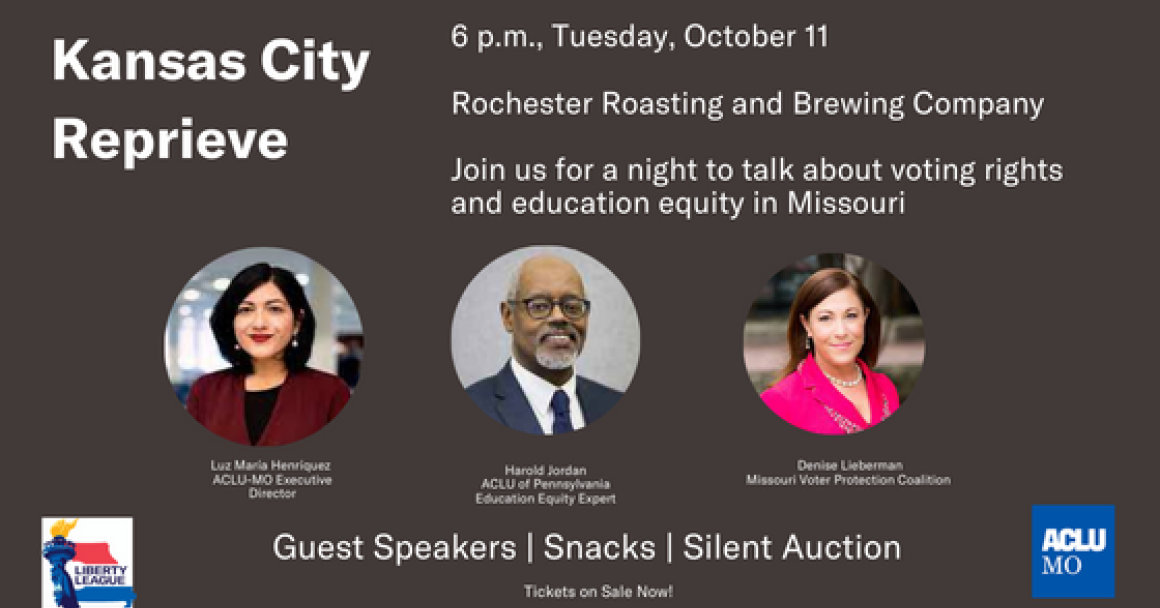 In invite to an event focused on voting rights and education equity held at a Kansas City company, Rochester Roasting and Brewing. The event will be held 6 p.m., Tuesday, October 11. 